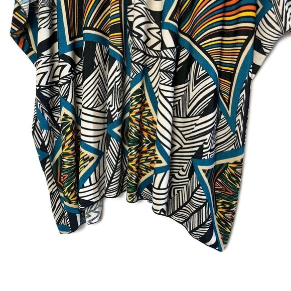 ORANGE USA Multicolor Graphic Print Knit Kimono Coverup Cardigan Sweater Size M - Picture 7 of 9